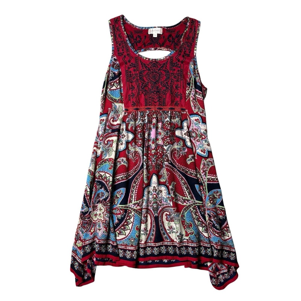 Embroidered Colorful Mini Dress Womens Medium Festival Boho Beach Hippie‎ Indie